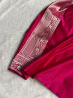 Banarasi Mashru Satin Silk Saree Boota Pattern Rani Shades MSK15