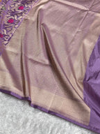 Banarasi Pure Katan Silk Saree with Minakari Jaal Pattern in Lavender Shades PKM07
