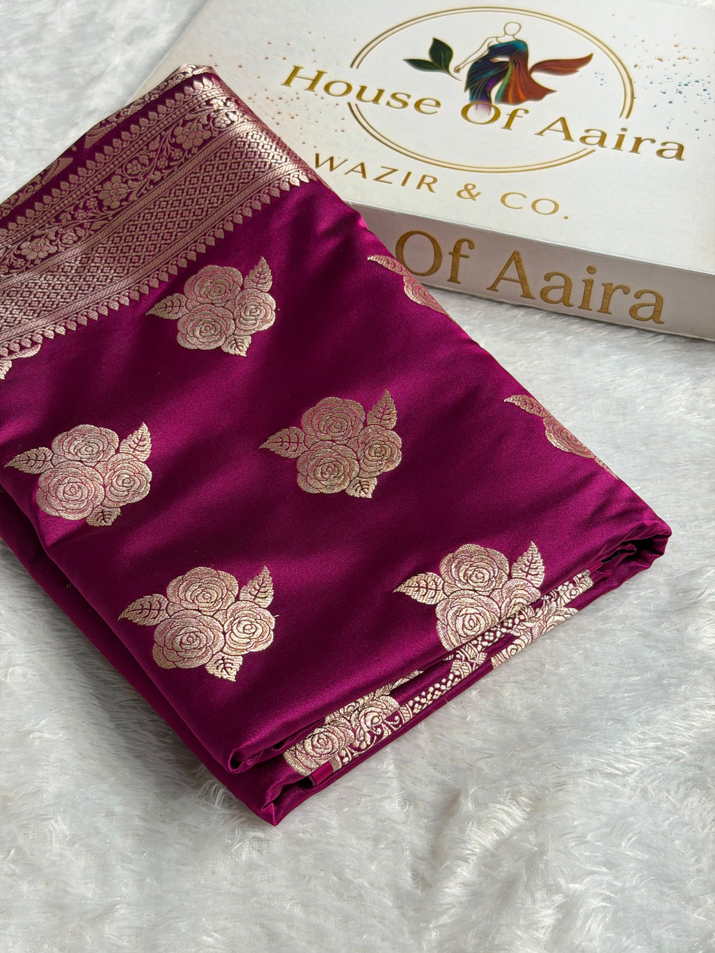 Banarasi Mashru Satin Silk Saree Boota Pattern Wine Shades MSK15