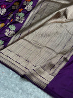 Banarasi Pure Katan Silk Saree with Minakari Boota Pattern in Purple Shades Shades PKM06