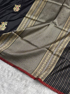 Banarasi Pure Katan Silk Saree Handwoven Kaduwa Boota Pattern with Minakari work in Black Shades PKH01