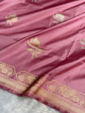 Banarasi Pure Katan Silk Saree Handwoven Kaduwa Boota Pattern with Minakari work in Baby Pink Shades PKH10