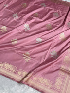 Banarasi Pure Katan Silk Saree Handwoven Kaduwa Boota Pattern with Minakari work in Baby Pink Shades PKH10