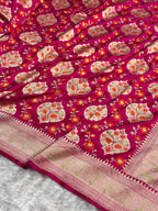 Banarasi Pure Katan Silk Saree with Minakari Boota Pattern in Rani Pink Shades Shades PKM05