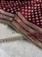 Bridal Banarasi Mashru Satin Silk Saree with Ari Pearl Work & Gotta Patti Work Booti Pattern in Chocolate Shades BMSKGP09