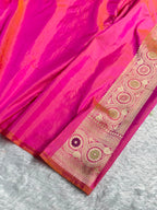 Banarasi Pure Katan Silk Saree with Minakari Cross Pattern in Goldish Pink Shades PKM12