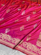 Banarasi Pure Katan Silk Saree Handwoven Kaduwa Boota Pattern with Minakari work in Pinkish Orange Shades PKH04