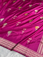 Banarasi Pure Katan Silk Saree Handwoven Kaduwa Boota Pattern with Minakari work in Pink Shades PKH07
