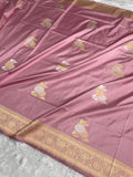 Banarasi Pure Katan Silk Saree Handwoven Kaduwa Boota Pattern with Minakari work in Baby Pink Shades PKH03
