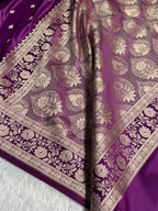 Banarasi Mashru Satin Silk Saree Booti Pattern Wine Shades MSK15