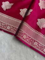 Banarasi Mashru Satin Silk Saree Boota Pattern Rani Shades MSK15