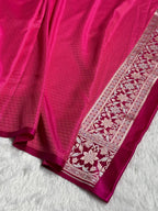 Banarasi Satin Katan Silk Saree Minakari Boota Pattern in Orange with Rani Shades SK08