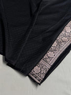 Banarasi Satin Katan Silk Saree Minakari Boota Pattern in Red with Black Shades SK09