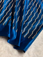 Banarasi Satin Katan Silk Saree Booti Pattern in German Blue Shades SK13