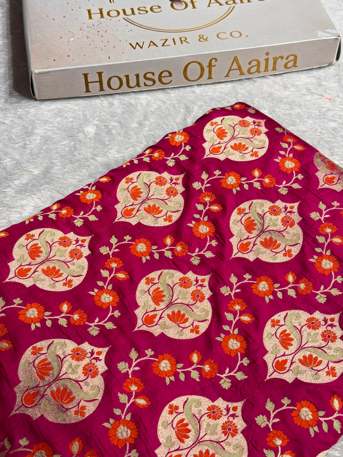 Banarasi Pure Katan Silk Saree with Minakari Boota Pattern in Rani Pink Shades Shades PKM05