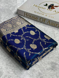 Banarasi Satin Silk Saree Jaal Pattern in Peacock Shades SS12