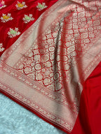 Banarasi Pure Katan Silk Saree with Minakari Boota Pattern in Red Shades PKM10