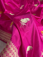 Banarasi Pure Katan Silk Saree Handwoven Kaduwa Boota Pattern with Minakari work in Pink Shades PKH07