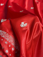 Banarasi Satin Katan Silk Saree Minakari Boota Pattern in Red with Black Shades SK09
