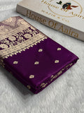 Banarasi Mashru Satin Silk Saree Booti Pattern Wine Shades MSK15