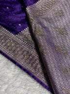 Banarasi Mashru Satin Silk Saree Tanchoi Pattern in Swarovski Work in Ombre Pink and Navy Blue Shades BMSC08