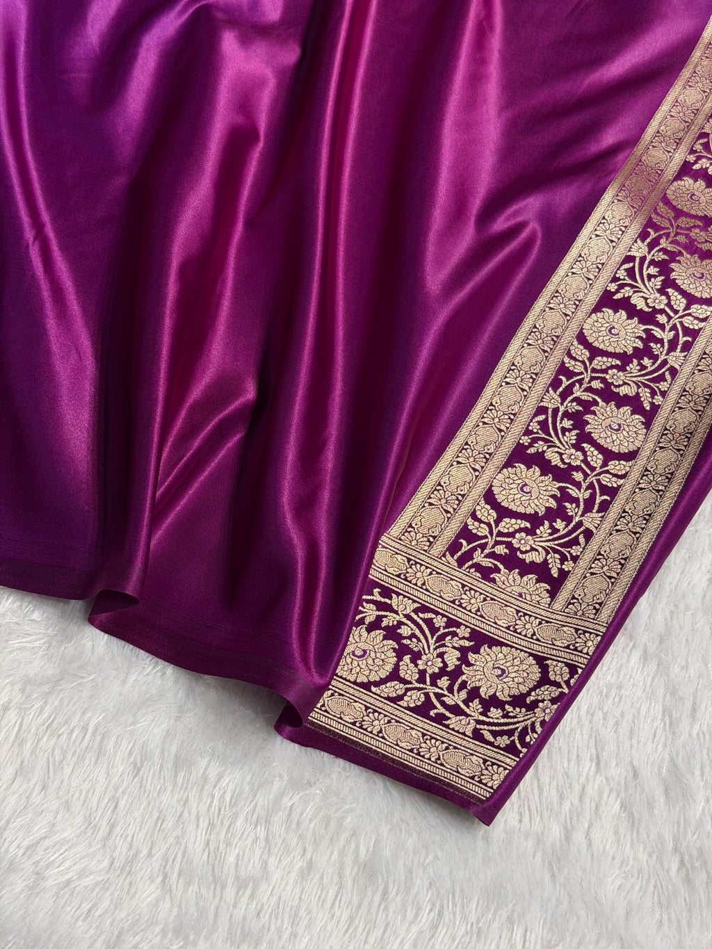 Banarasi Mashru Satin Silk Saree Booti Pattern Wine Shades MSK15