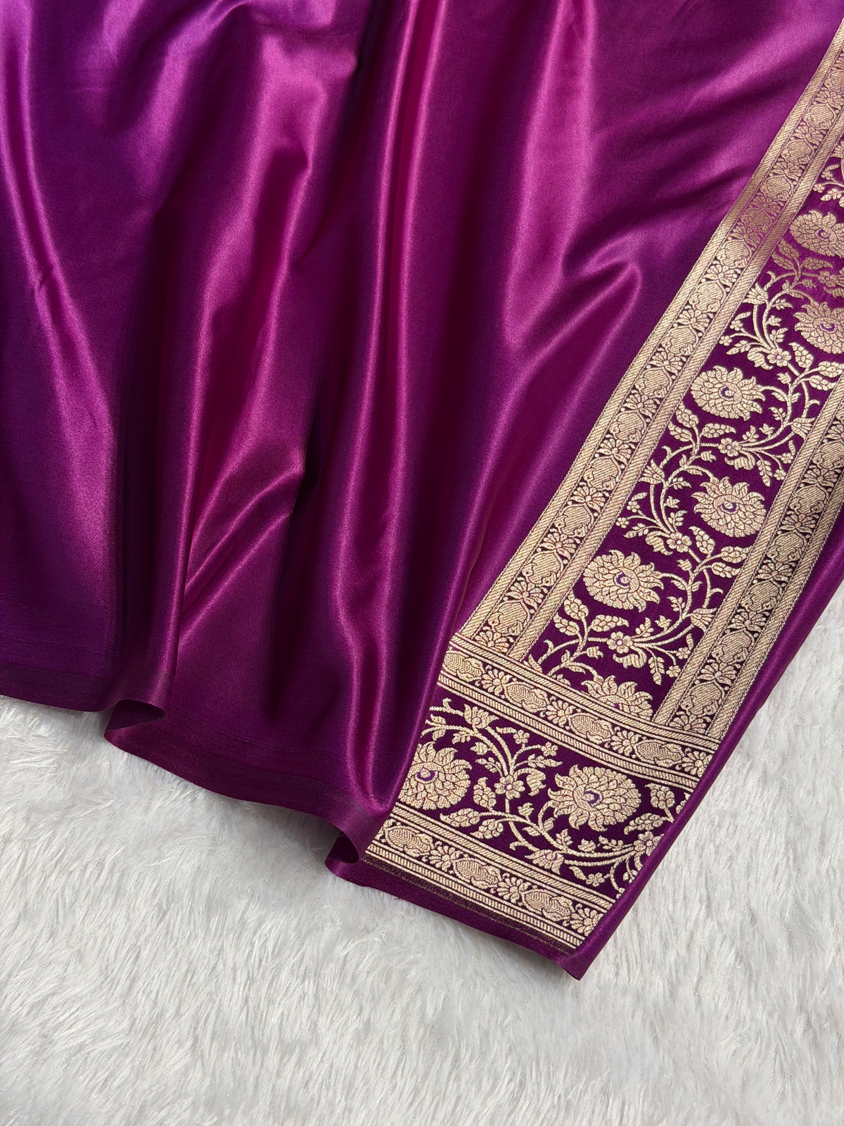 Banarasi Mashru Satin Silk Saree Booti Pattern Wine Shades MSK15