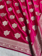 Banarasi Mashru Satin Silk Saree Boota Pattern Rani Shades MSK15