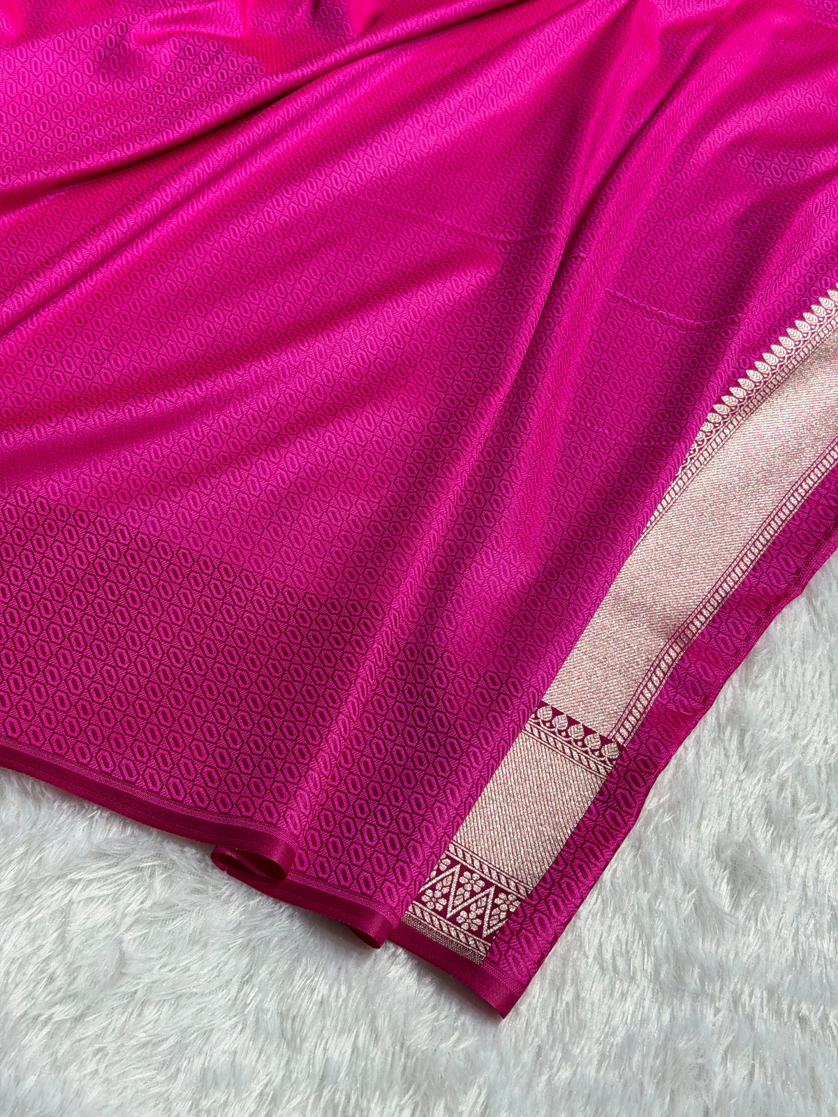 Banarasi Satin Katan Silk Saree Brocade Pattern in Rani Shades SK10