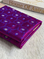 Banarasi Mashru Satin Silk Saree Tanchoi Pattern Cross Magenta Shades MSK36