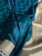 Banarasi Mashru Satin Silk Saree Tanchoi Pattern Peacock Shades MSK35