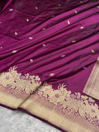 Banarasi Pure Katan Silk Saree Handwoven Kaduwa Boota Pattern with Minakari work in Wine Shades PKH02