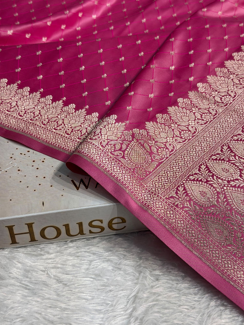 Banarasi Mashru Satin Silk Saree Tanchoi Pattern Baby Pink Shades MSK20