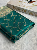 Banarasi Satin Silk Saree Jaal Pattern in Rama Shades SS14