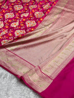 Banarasi Pure Katan Silk Saree with Minakari Boota Pattern in Rani Pink Shades Shades PKM05