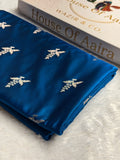 Banarasi Satin Katan Silk Saree Booti Pattern in German Blue Shades SK13