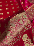 Bridal Banarasi Katan Satin Silk Saree Booti Pattern with Swarovski Work in Rani Pink Shades BSK02