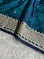 Banarasi Mashru Satin Silk Saree Tanchoi Pattern Peacock Shades MSK35
