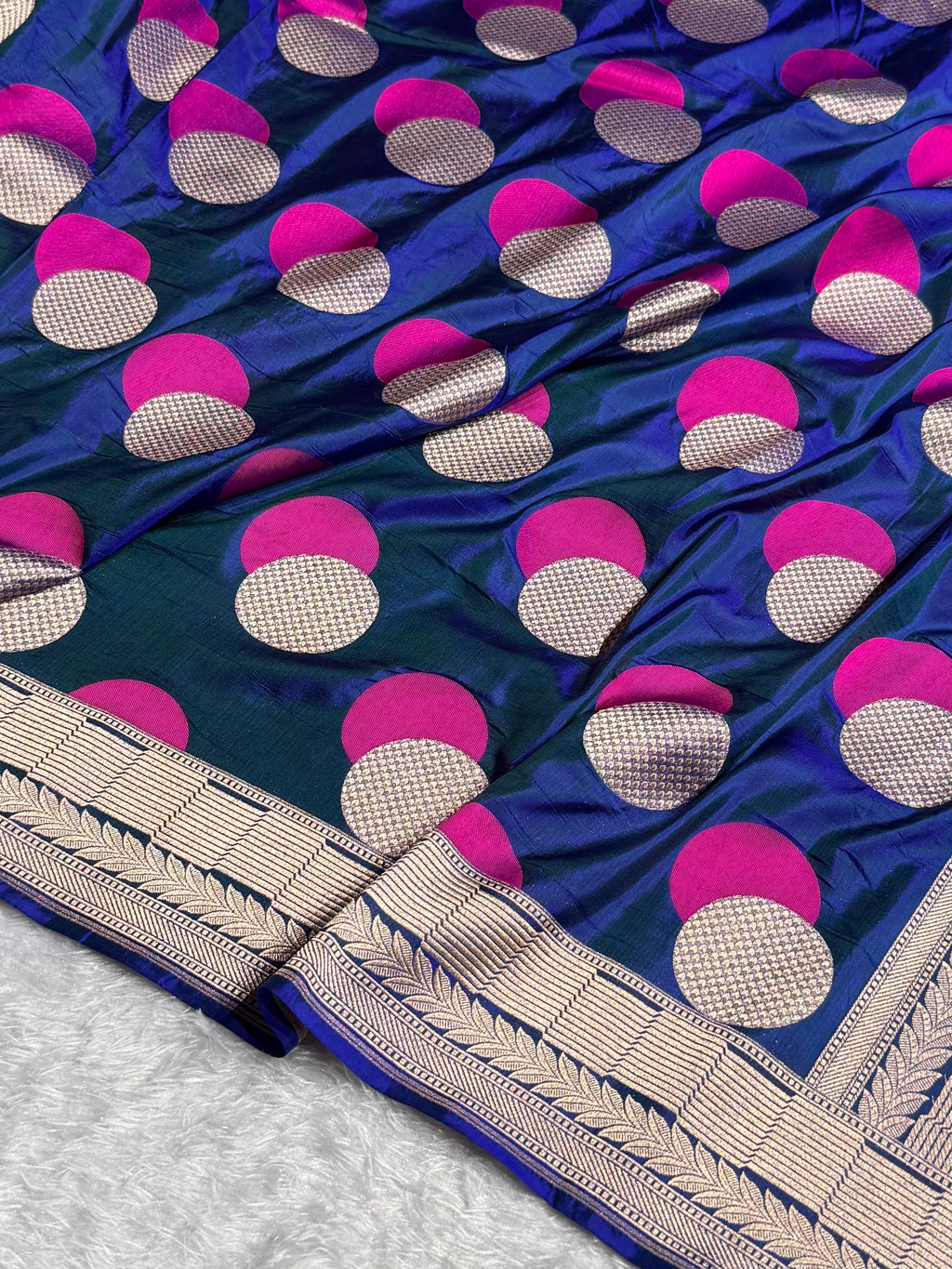 Banarasi Pure Katan Silk Saree with Minakari Ball Boota Pattern in Cross Purple Shades PKM08