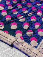 Banarasi Pure Katan Silk Saree with Minakari Ball Boota Pattern in Cross Purple Shades PKM08