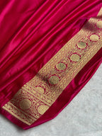 Bridal Banarasi Katan Satin Silk Saree Booti Pattern with Swarovski Work in Rani Pink Shades BSK02