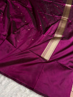 Banarasi Pure Katan Silk Saree Handwoven Kaduwa Boota Pattern with Minakari work in Wine Shades PKH02