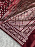 Banarasi Mashru Satin Silk Saree Booti Pattern Garnet Shades MSK16