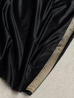 Bridal Banarasi Mashru Satin Silk Saree  Tanchoi Pattern with Swarovski Work In Black Shades BMSK07