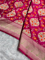 Banarasi Pure Katan Silk Saree with Minakari Boota Pattern in Rani Pink Shades Shades PKM05