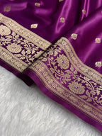 Banarasi Mashru Satin Silk Saree Booti Pattern Wine Shades MSK15
