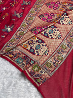 Banarasi Pure Chiffon Georgette Silk Saree with Minakari Work Pattern in Maroon Shades PCG01