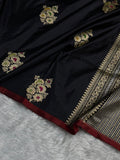 Banarasi Pure Katan Silk Saree Handwoven Kaduwa Boota Pattern with Minakari work in Black Shades PKH01