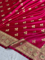 Bridal Banarasi Katan Satin Silk Saree Booti Pattern with Swarovski Work in Rani Pink Shades BSK02
