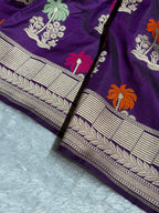 Banarasi Pure Katan Silk Saree with Minakari Boota Pattern in Purple Shades Shades PKM06